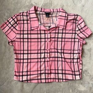 Pink plaid crop top